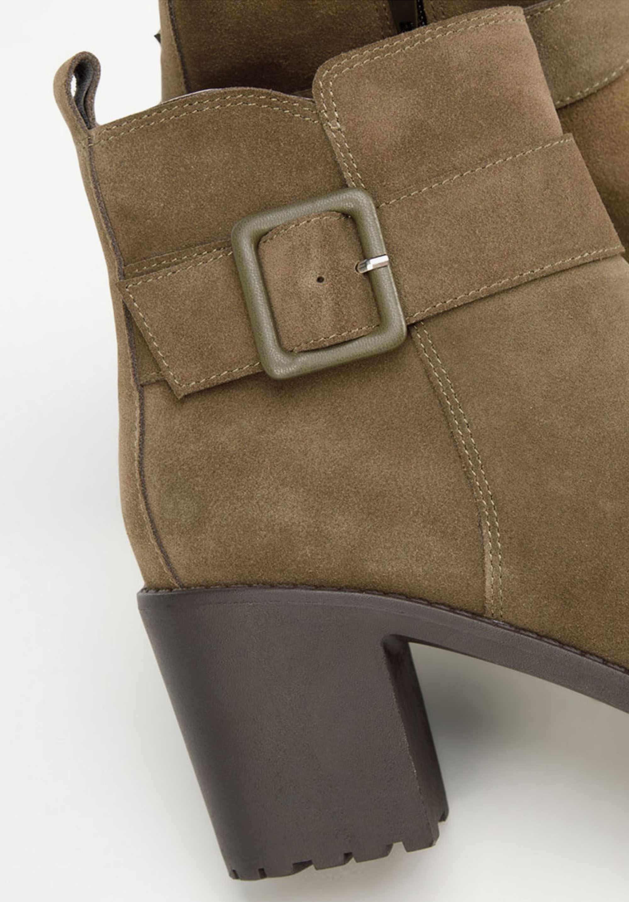 Stiefelette aus Leder mit Schnalle, khaki, 93-D-551-Z-41, Bild 1
