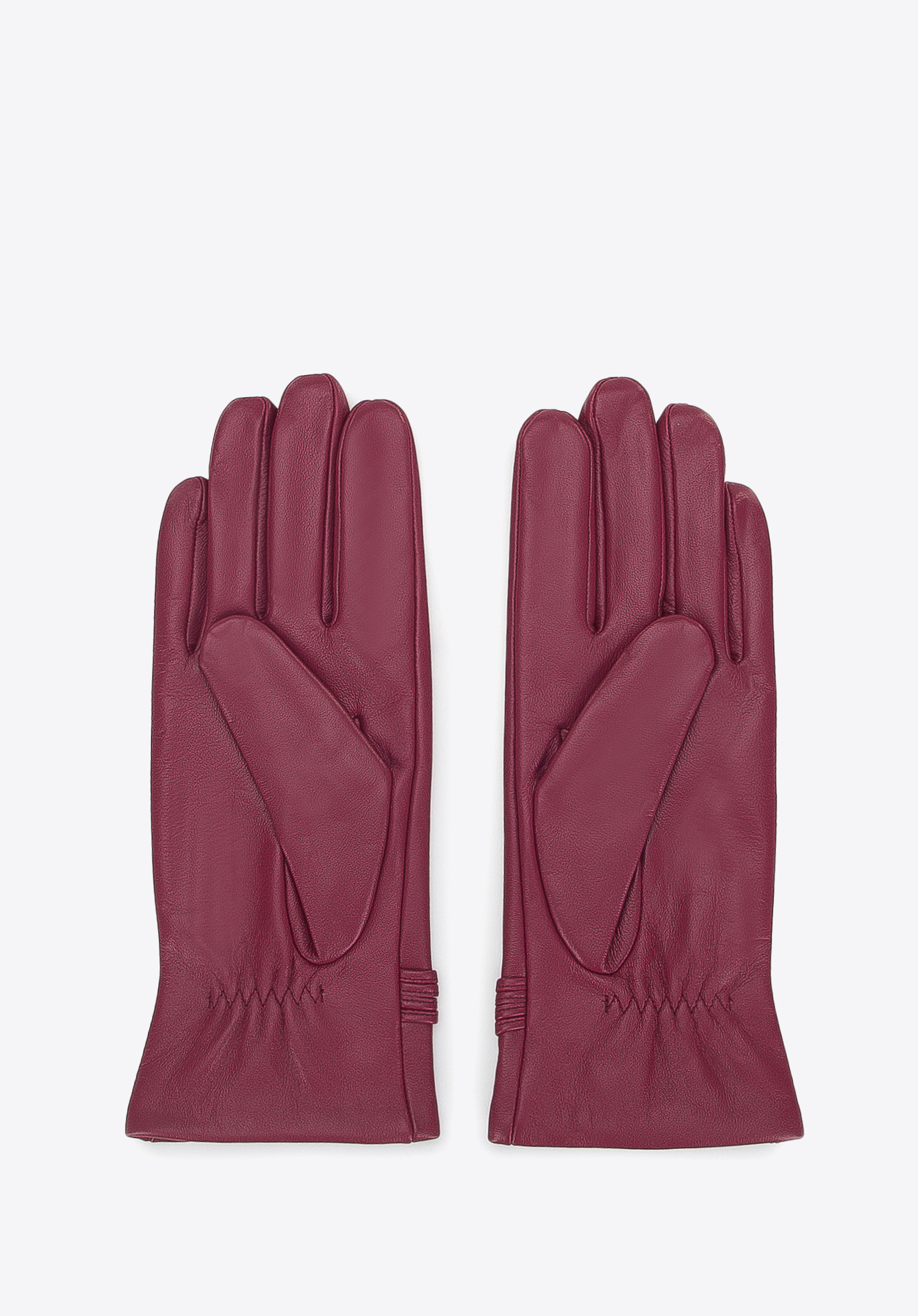 Damenhandschuhe aus Leder mit Knoten, kirschrot, 39-6A-009-5-S, Bild 1