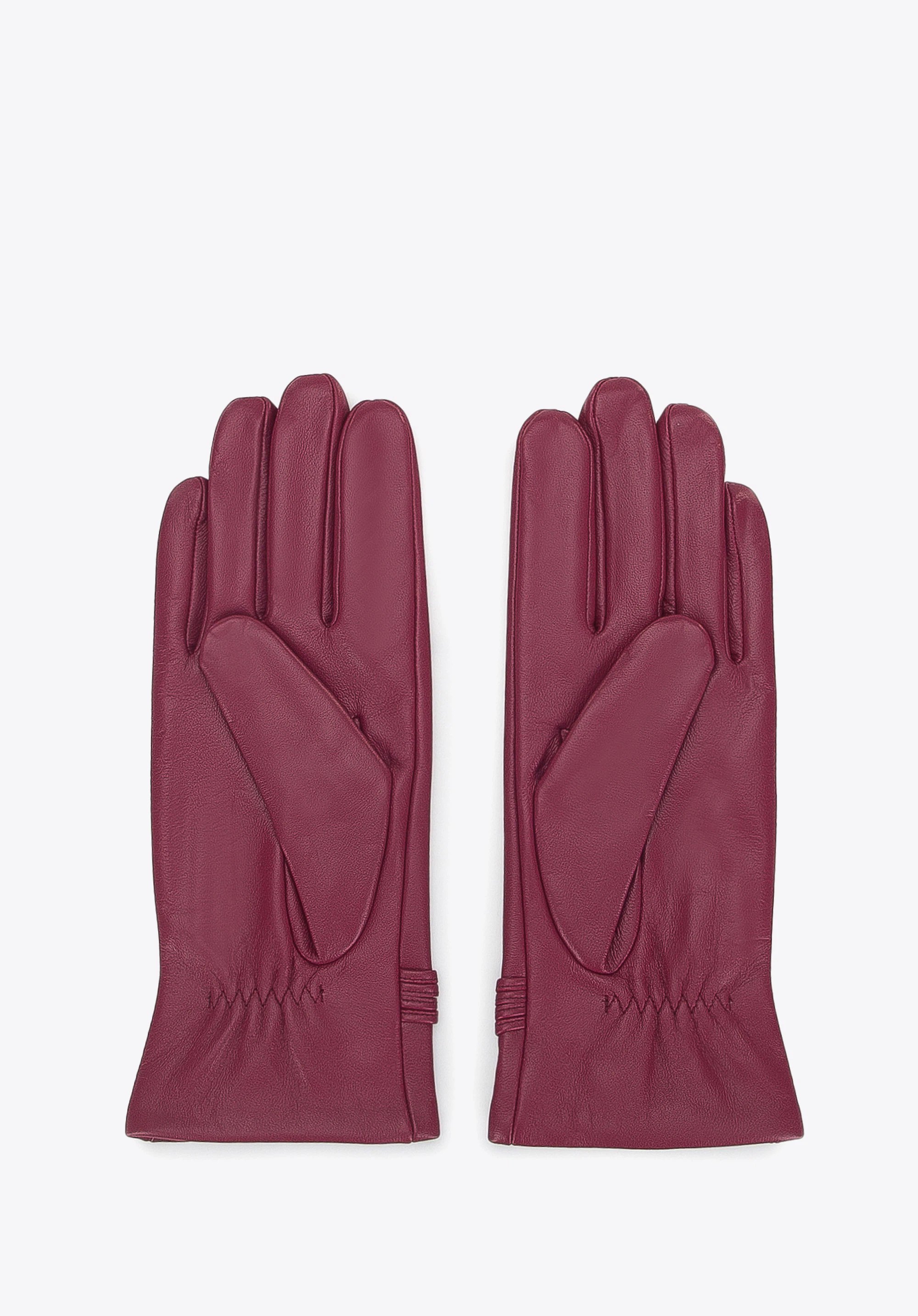 Damenhandschuhe aus Leder mit Knoten, kirschrot, 39-6A-009-5-S, Bild 1