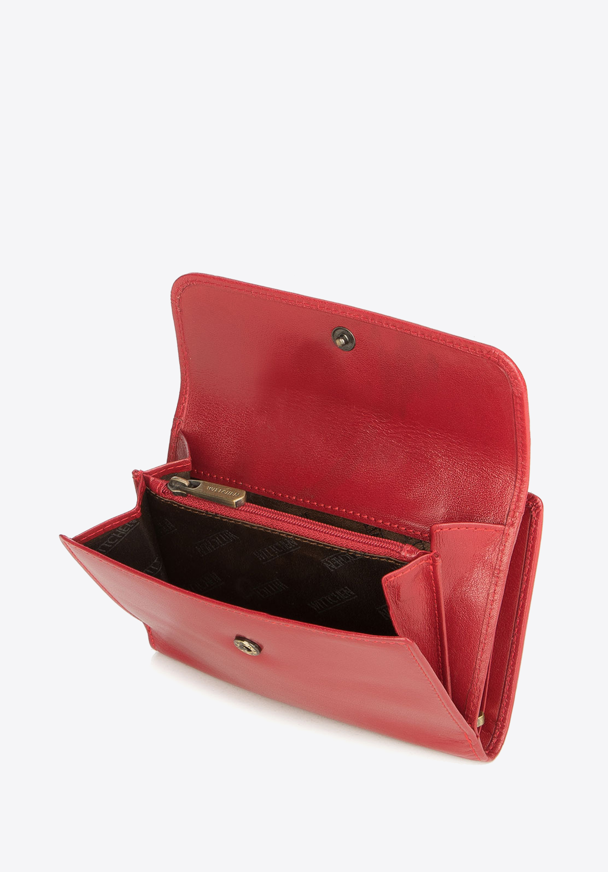 Geldbörse für Damen mit elegantem Druckknopf, kirschrot, 14-1-048-L91, Bild 1