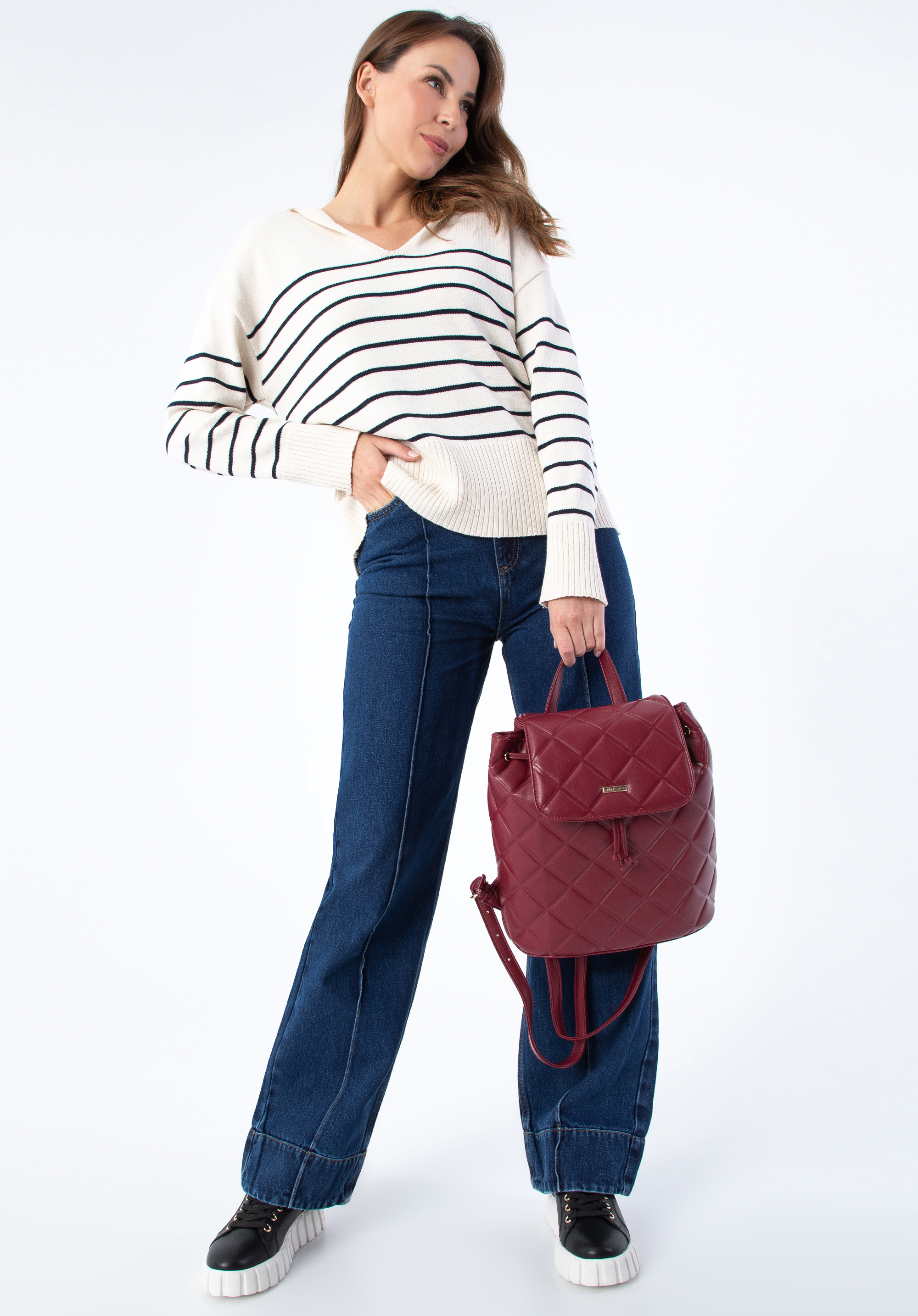Öko-Leder-Rucksack für Damen, kirschrot, 97-4Y-611-3, Bild 1