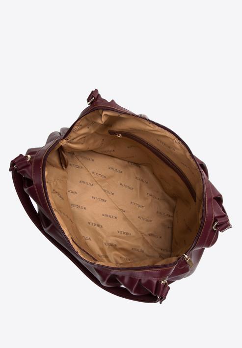 Shopper-Tasche aus gekräuseltem Öko-Leder, kirschrot, 97-4Y-525-1, Bild 3