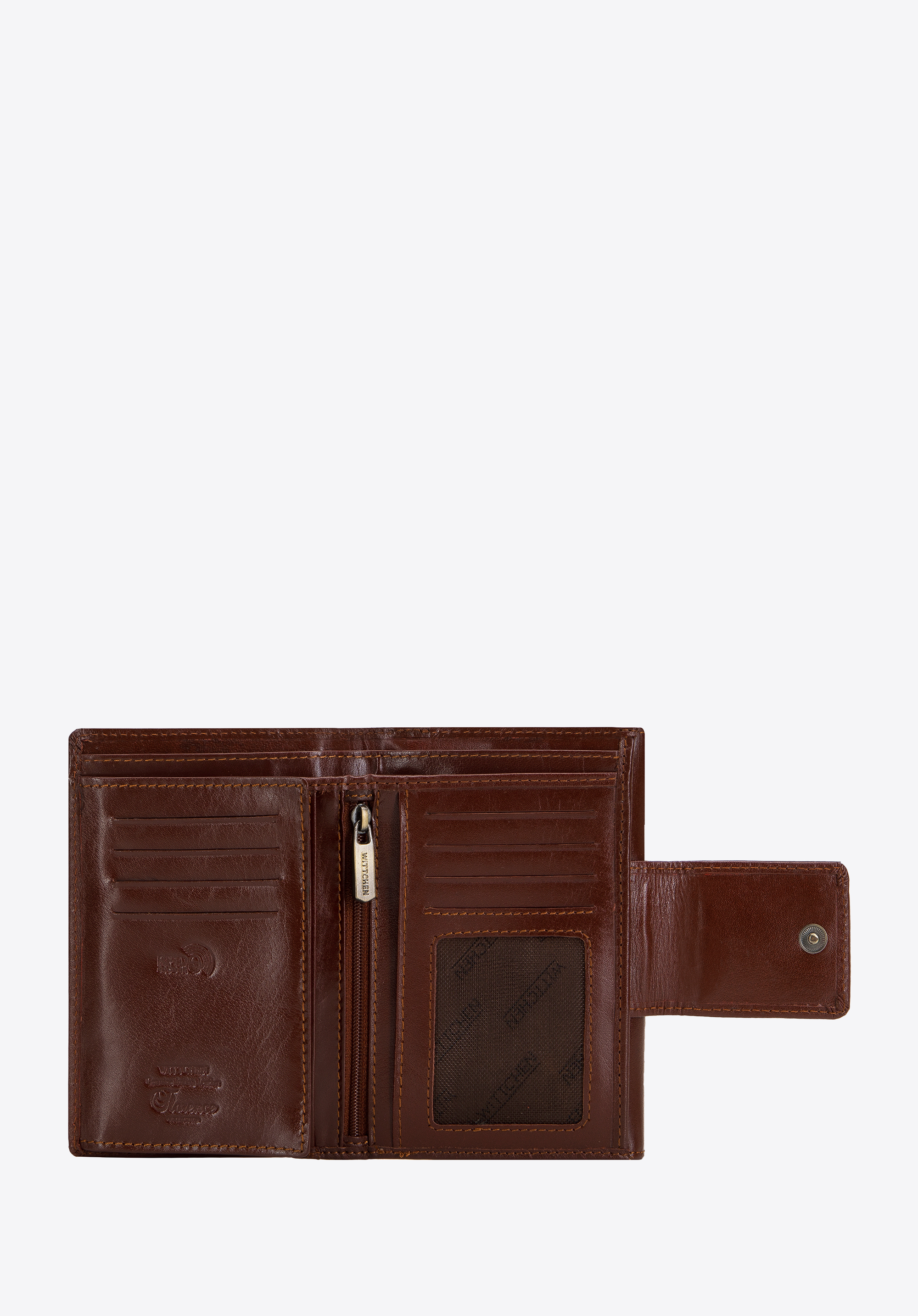 Geldbörse für Damen mit elegantem Druckknopf, Kognak, 14-1-048-L5, Bild 1