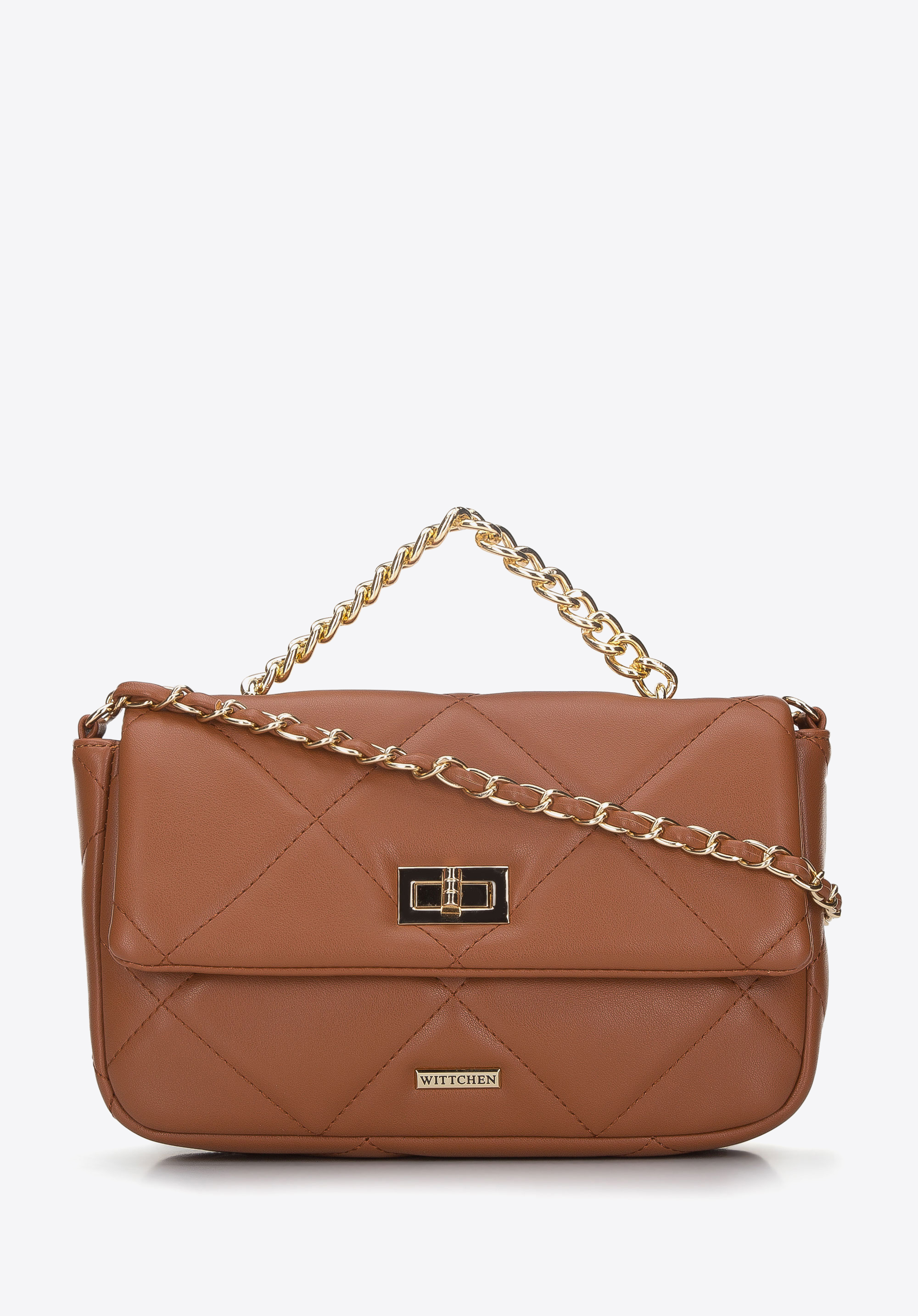 Gesteppte Damentasche mit Kette, Kognak, 94-4Y-212-5, Bild 1