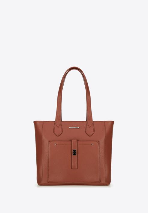 Klassische Shopper-Tasche mit Fronttasche, Kognak, 29-4Y-002-B33, Bild 2
