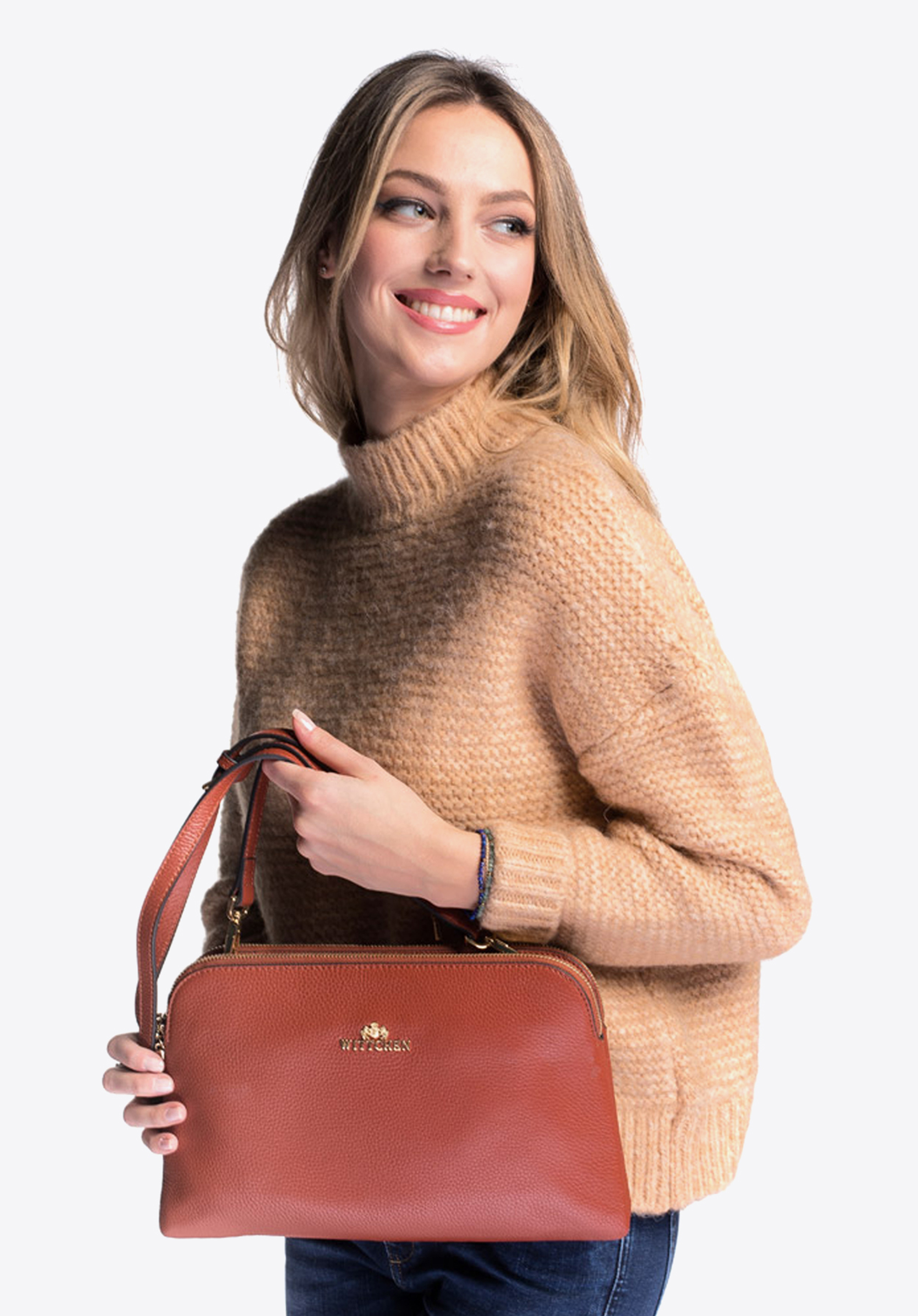 KLEINE DAMEN-UMHÄNGETASCHE AUS LEDER, braun, 29-4E-004-5, Bild 1
