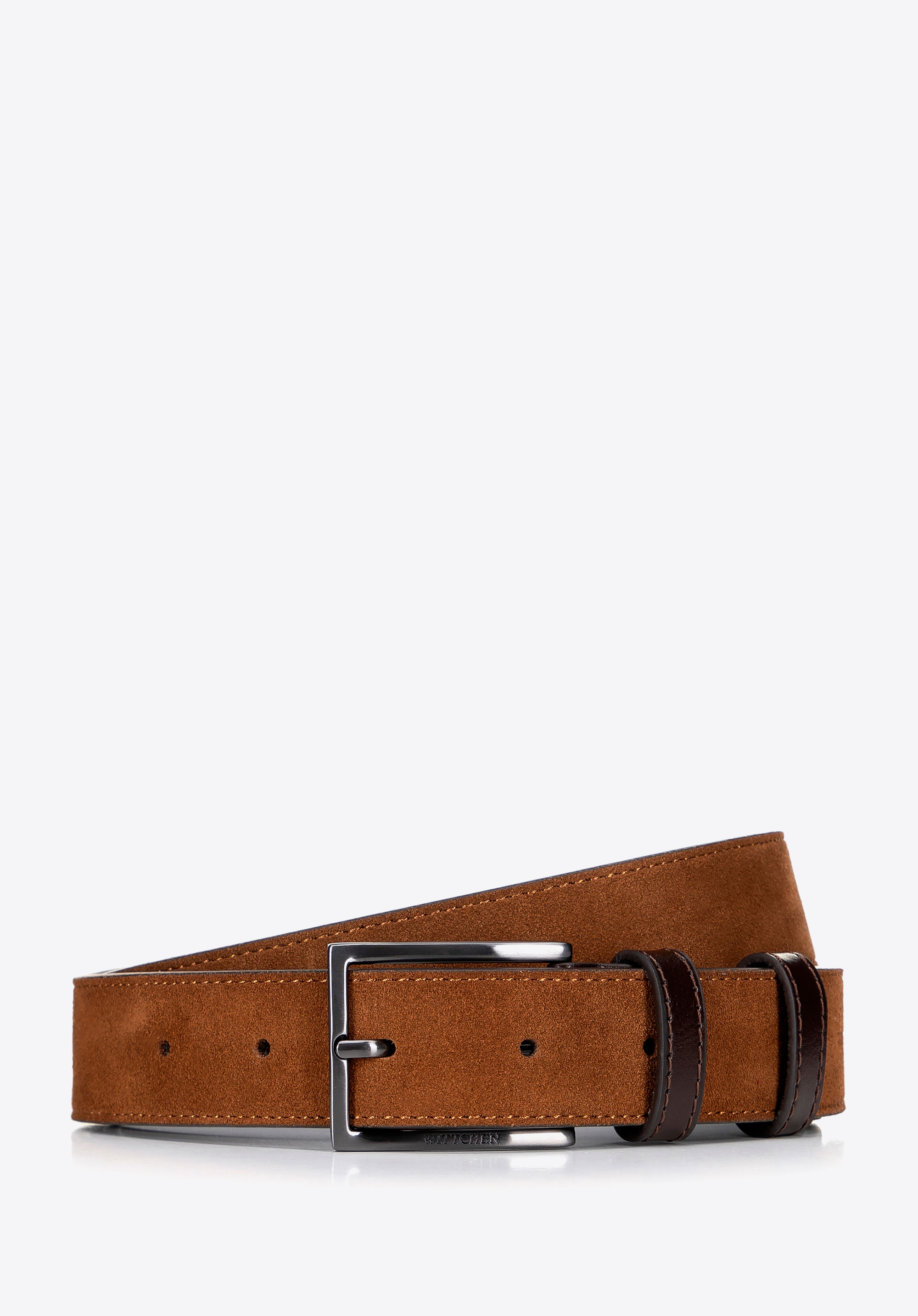 Чоловічий ремінь із замшевої шкіри, коричневий, 100-8M-912-4-11, Фото 1