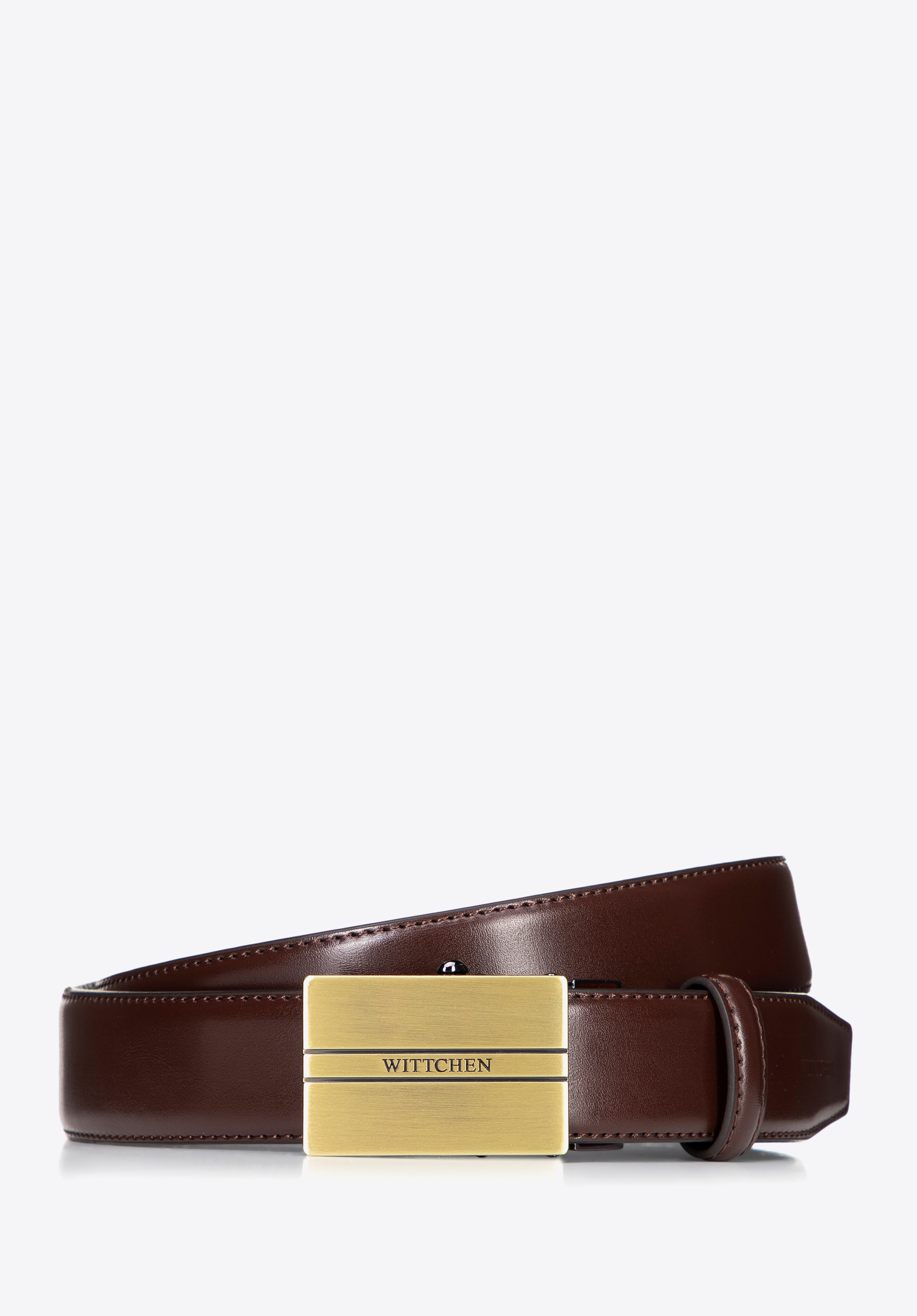 Чоловічий ремінь з натуральної шкіри з автоматичною пряжкою, коричневий, 100-8M-916-4-11, Фото 1