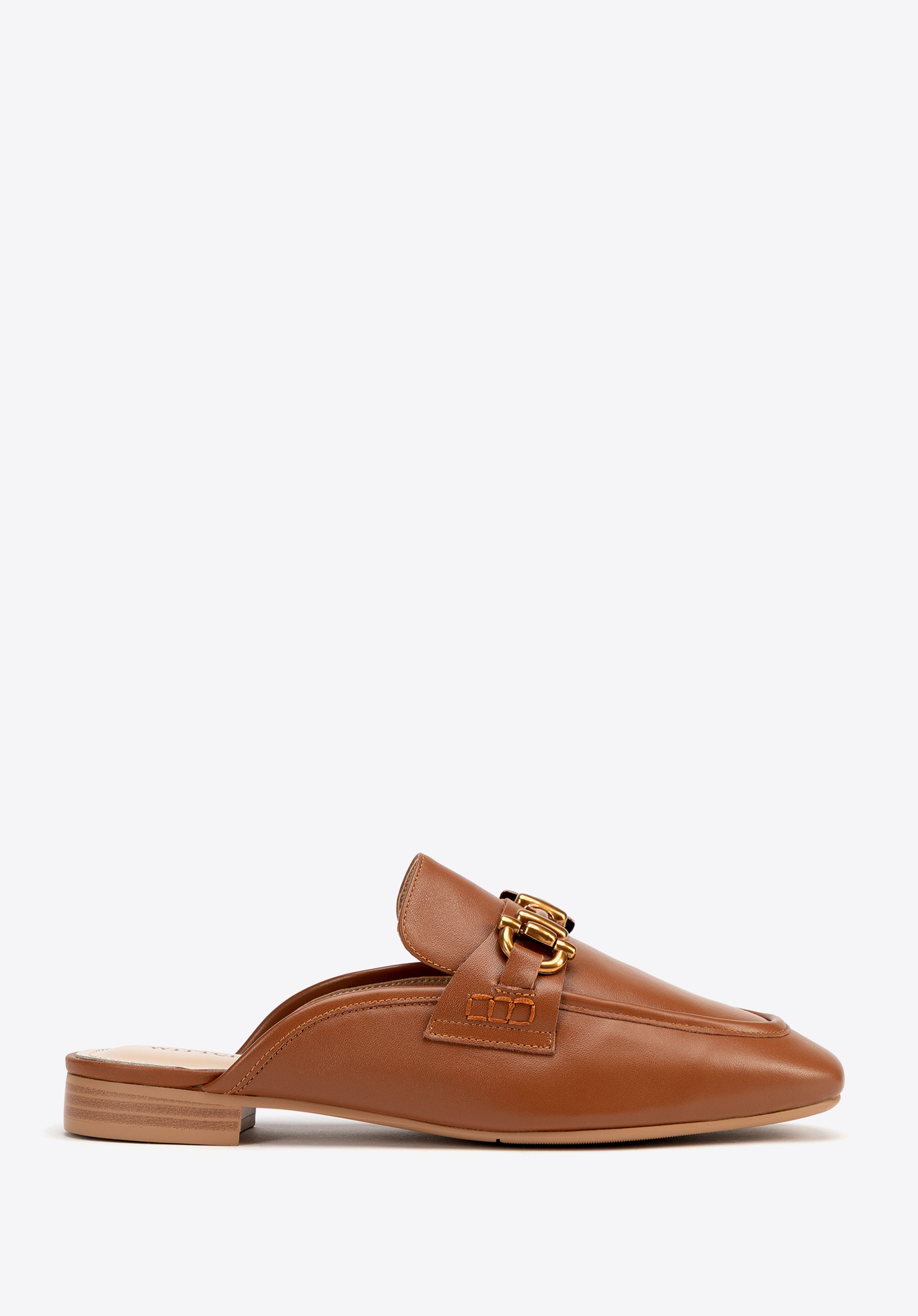 Шкіряні лофери без спинки, коричневий, 100-D-505-1-35, Фото 1