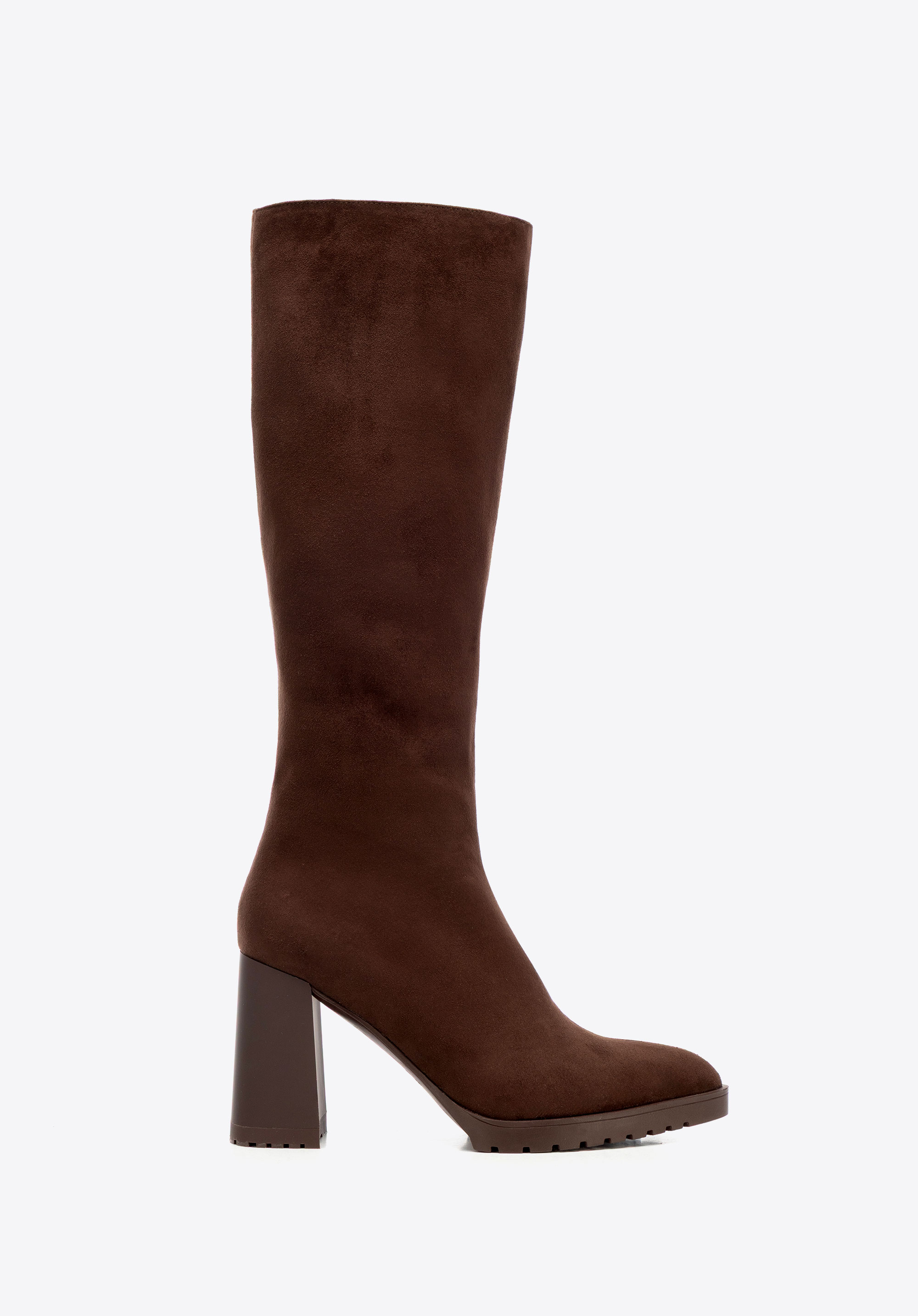 Жіночі чоботи з імітації замші на підборах, коричневий, 101-D-950-4-38, Фото 1