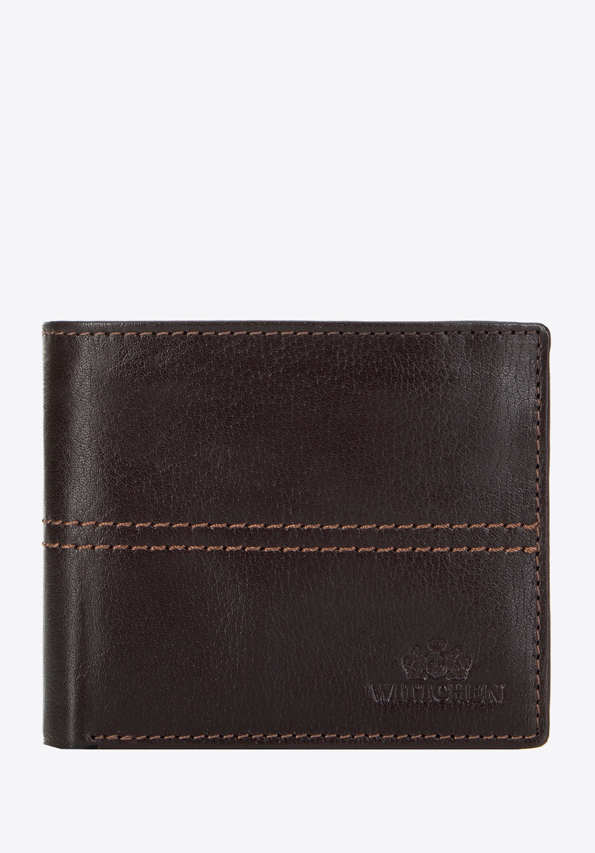 Чоловічий шкіряний гаманець з прострочкою, коричневий, 14-1-119-LG4, Фото 1