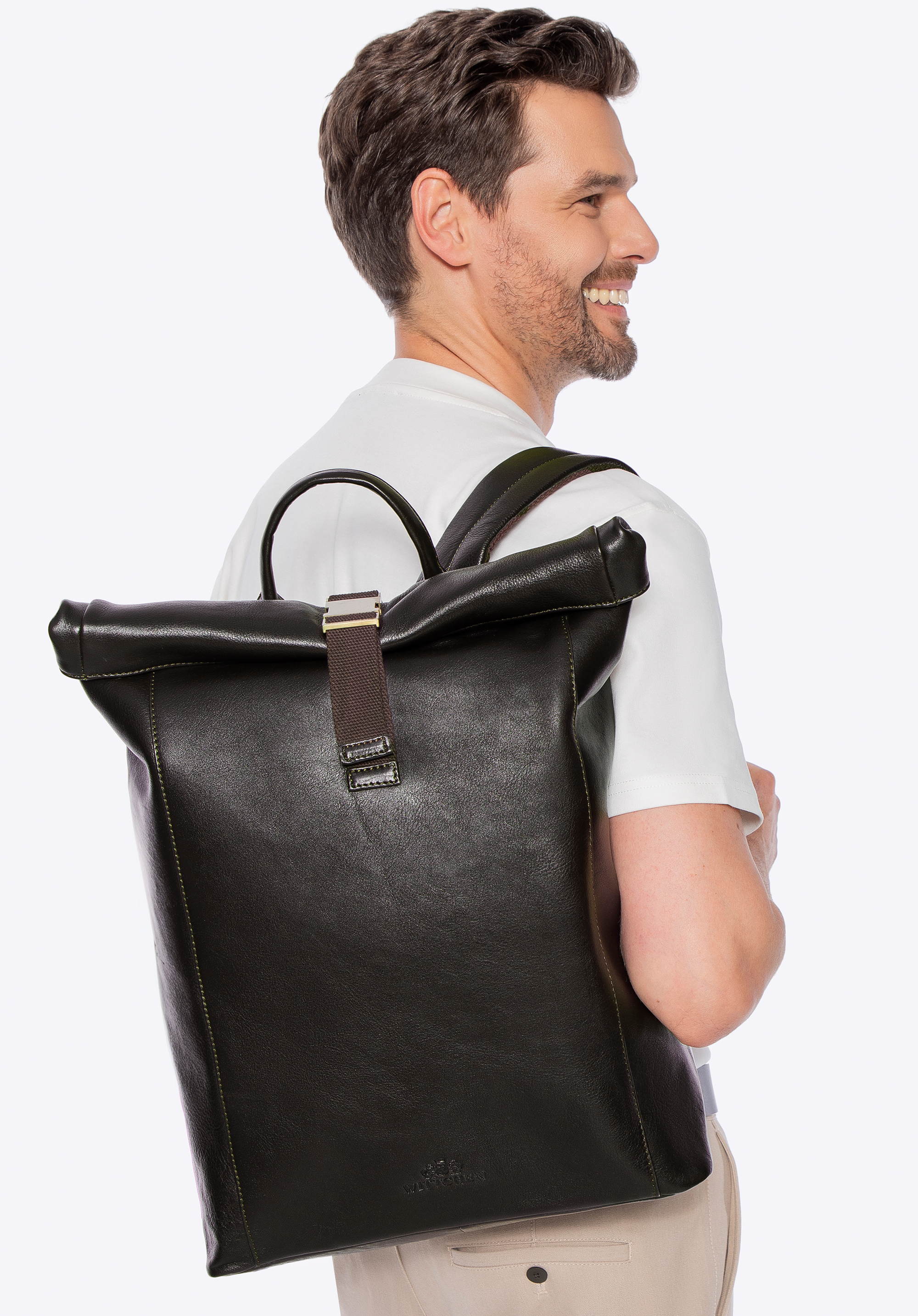 Чоловічий шкіряний рюкзак з місцем для ноутбука 16", коричневий, 16-3-009-4, Фото 1