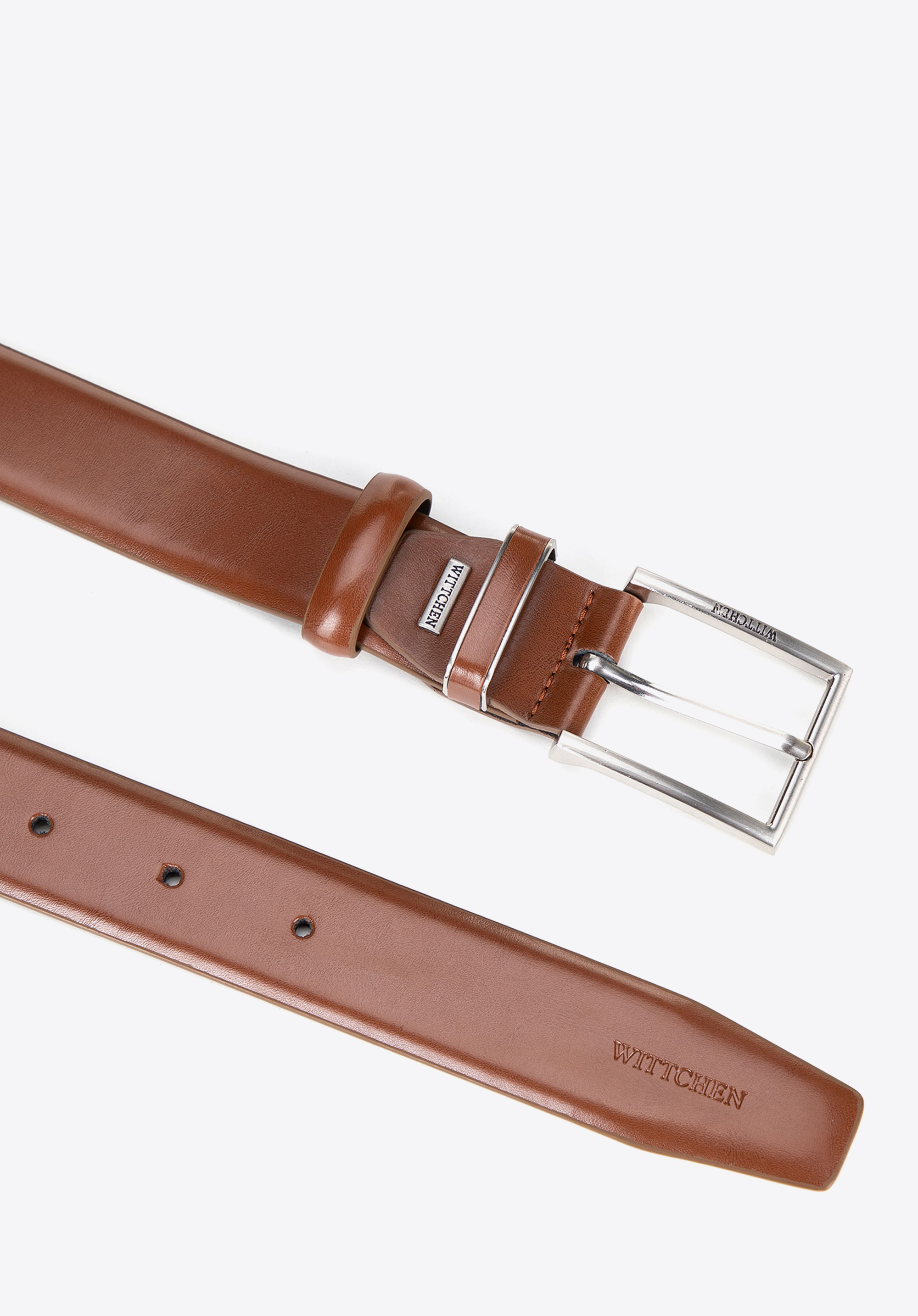 Ремінь з натуральної шкіри з прямокутною пряжкою, коричневий, 100-8M-910-4-11, Фото 1