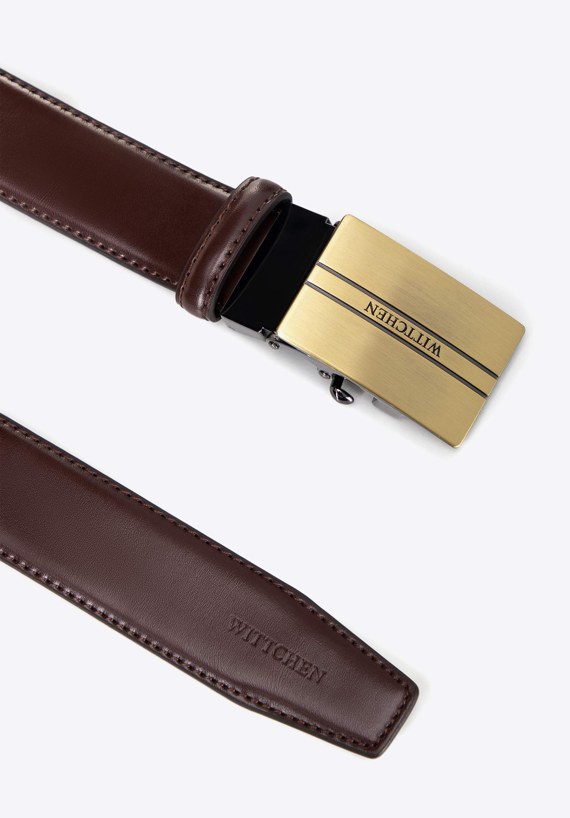 Чоловічий ремінь з натуральної шкіри з автоматичною пряжкою, коричневий, 100-8M-916-4-11, Фото 1