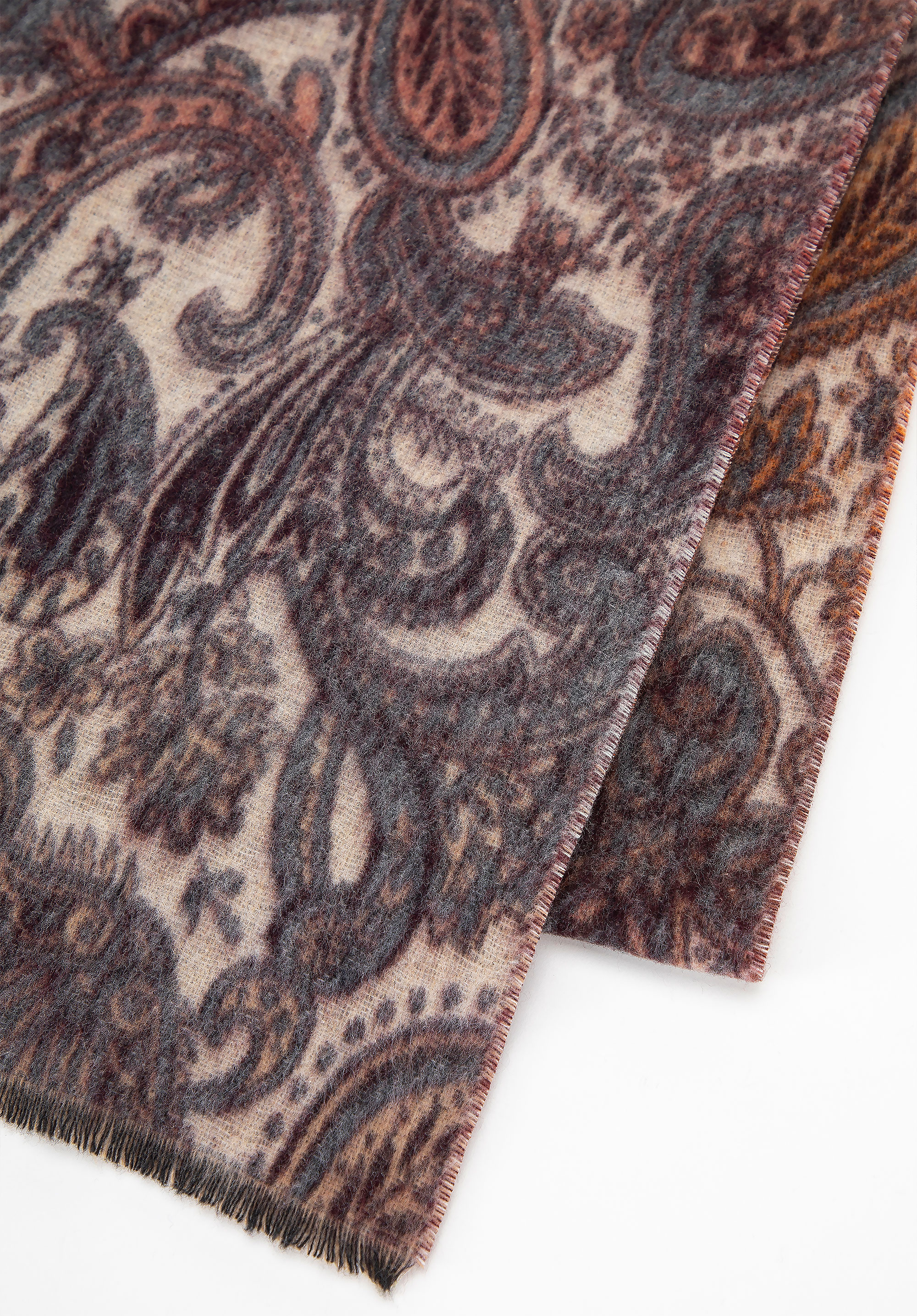 Жіночий шарф пейслі, коричнево-бежевий, 100-7D-003-4, Фото 1