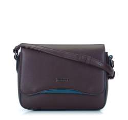 Женская сумка через плечо с клапаном со вставкой, коричнево-голубой, 93-4Y-529-4Z, Фотография 1