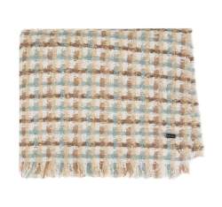Женский шарф из клетчатой ткани, коричнево-голубой, 93-7F-010-X9, Фотография 1