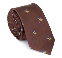 Шелковый галстук с рисунком, коричнево - золотой, 92-7K-001-X4, Фотография 1