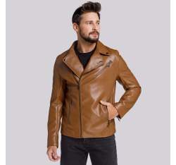 Классическая мужская байкерская куртка с диагональной молнией, коричневый, 94-9P-150-5-L, Фотография 1