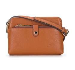 Женская кожаная сумка через плечо с чехлом в кармане, коричневый, 92-4E-654-5, Фотография 1