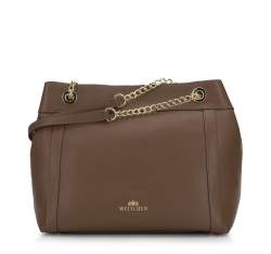 Кожаная сумка-шоппер на цепочке, коричневый, 94-4E-631-5, Фотография 1