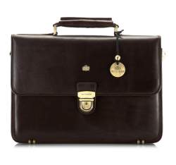 Кожаный портфель с прямоугольным клапаном, коричневый, 10-3-050-4, Фотография 1