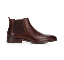 Мужские простые кожаные ботинки челси, коричневый, 93-M-550-4-39, Фотография 1