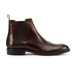 Мужские ботинки челси из кожи с перфорацией, коричневый, 93-M-918-4-43, Фотография 1