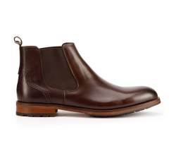 Мужские кожаные ботинки челси на коричневой подошве, коричневый, 93-M-521-4-41, Фотография 1