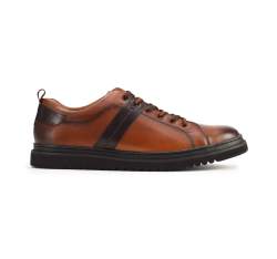 Мужские кожаные кроссовки на темной подошве, коричневый, 93-M-505-4-42, Фотография 1