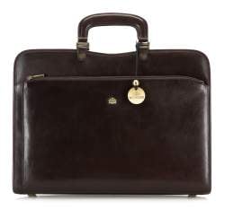 Кожаный портфель с карманом на молнии, коричневый, 10-3-053-4, Фотография 1