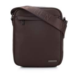 Простая сумка через плечо из экологически чистой кожи, коричневый, 94-4P-004-4, Фотография 1