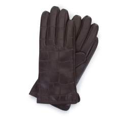 Женские перчатки из кожи croco, коричневый, 39-6-650-B-S, Фотография 1