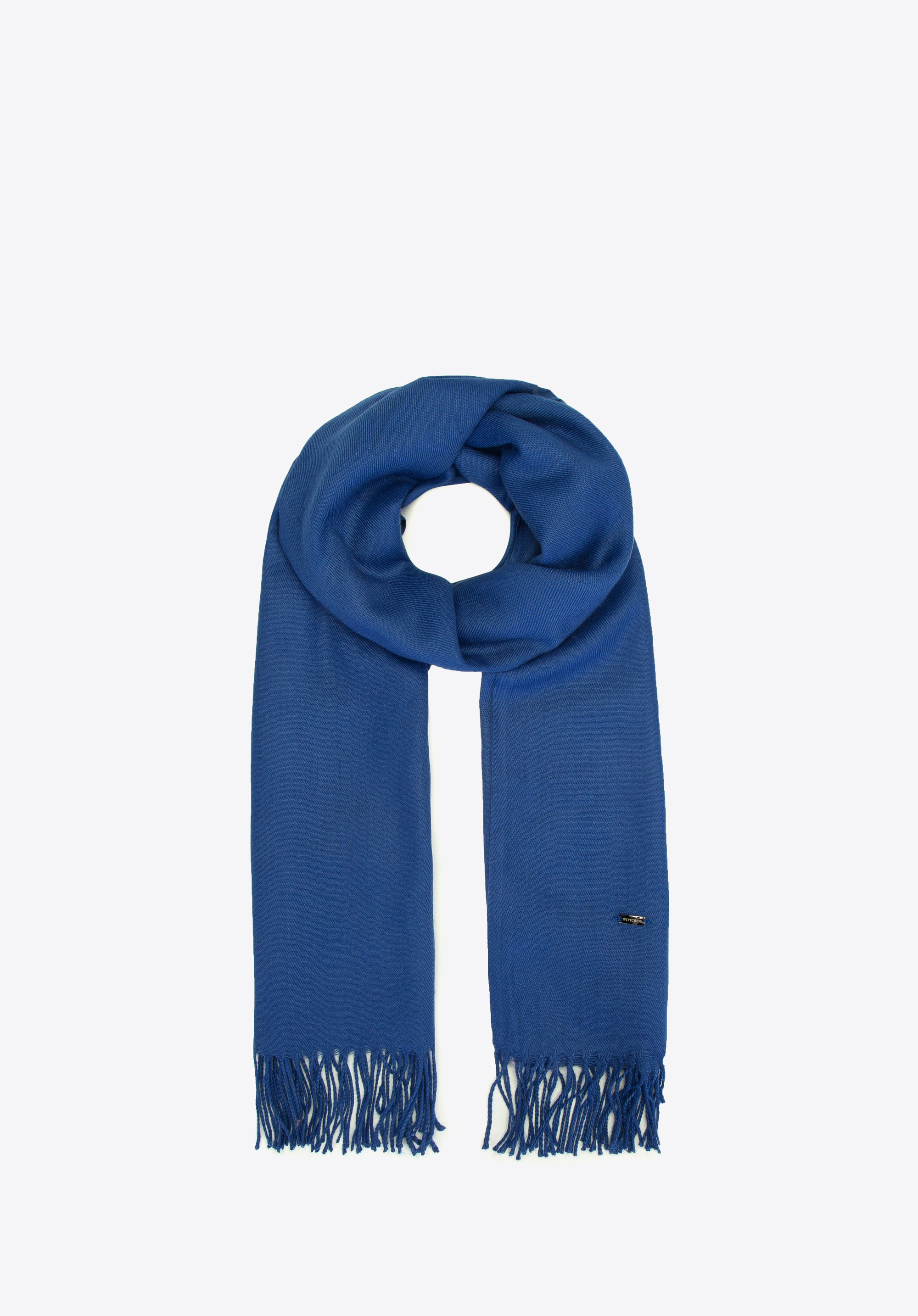Damenschal mit Fransen, kornblumenblau, 94-7D-X90-7, Bild 1