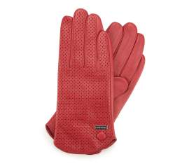 Перфорированные кожаные женские перчатки, красный, 45-6-522-2T-V, Фотография 1