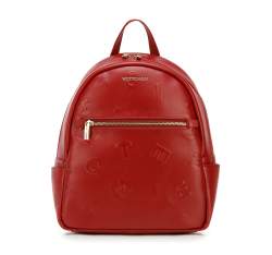 Женский рюкзак с буквенным тиснением, красный, 93-4Y-516-3, Фотография 1