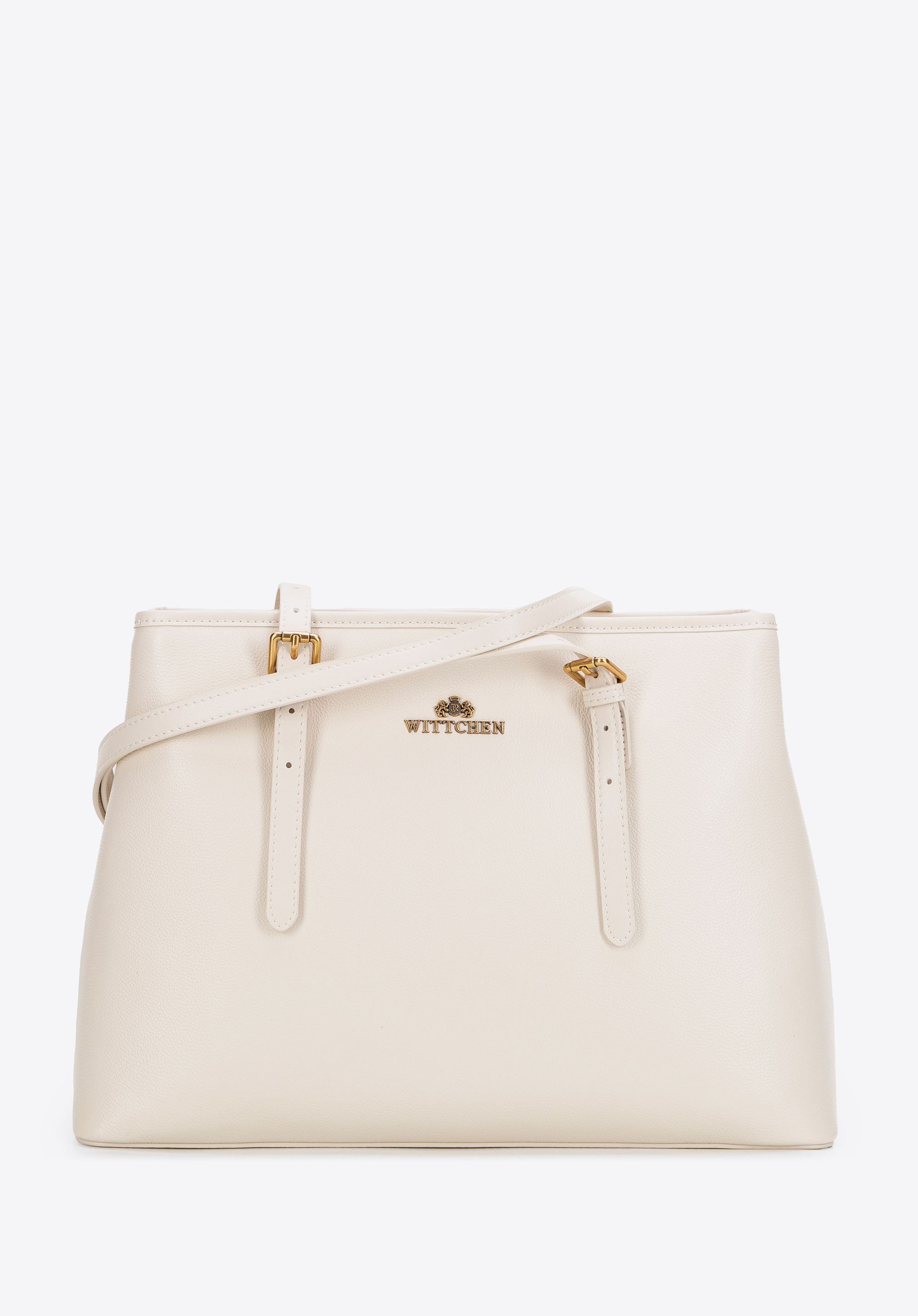 Bőr kézitáska állítható fogantyúkkal, krém, 101-4E-617-9, Fénykép 1