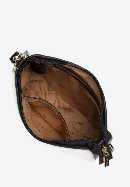 Kis bagett táska műszőrmével, krém-fekete, 97-4Y-502-00, Fénykép 3
