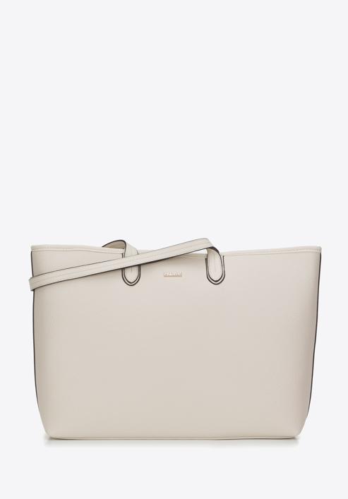 Klasszikus nagyméretű műbőr shopper táska, krém, 98-4Y-501-9, Fénykép 1