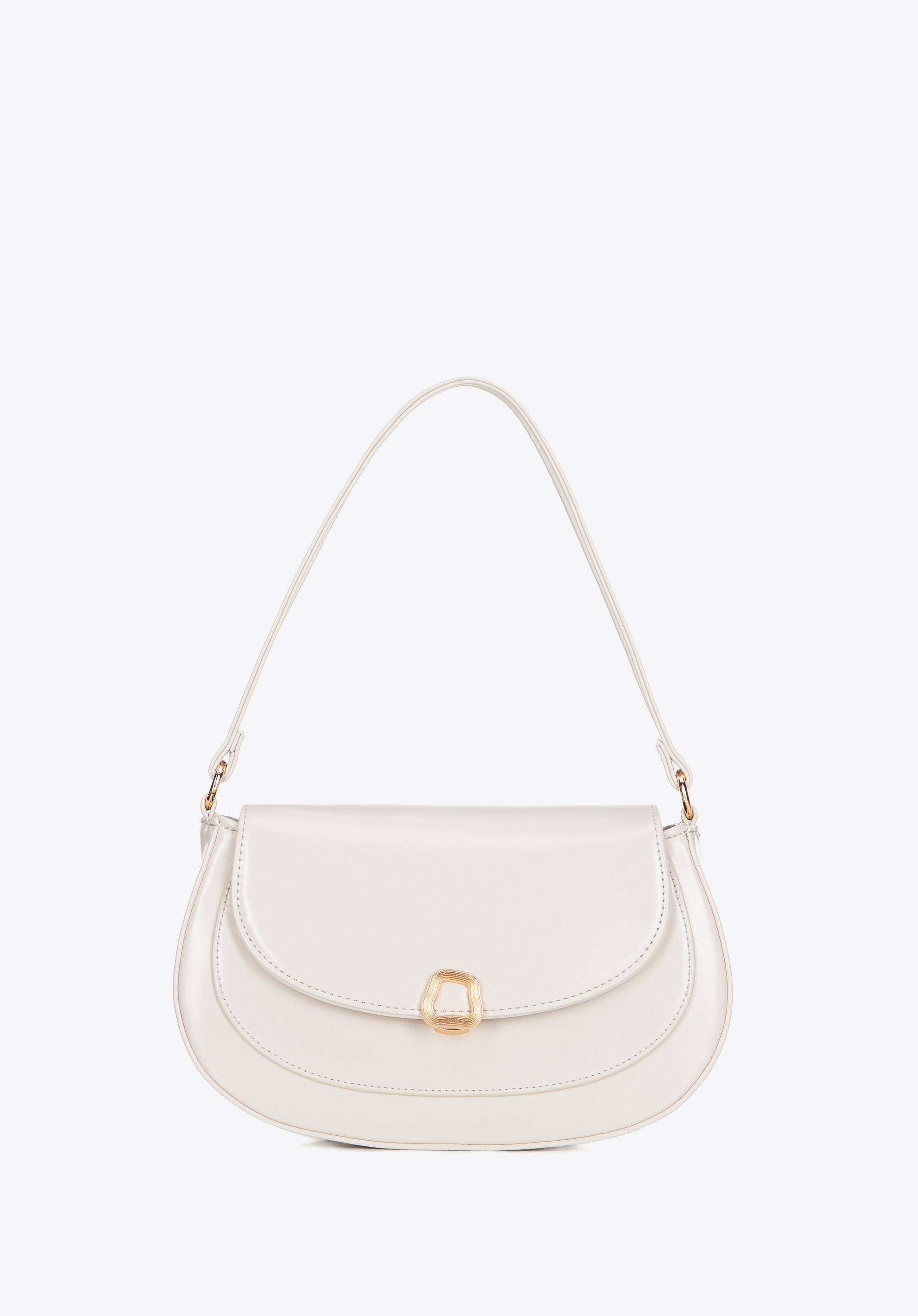 Női műbőr válltáska díszes kapcsokkal, krém, 101-4Y-437-0, Fénykép 1