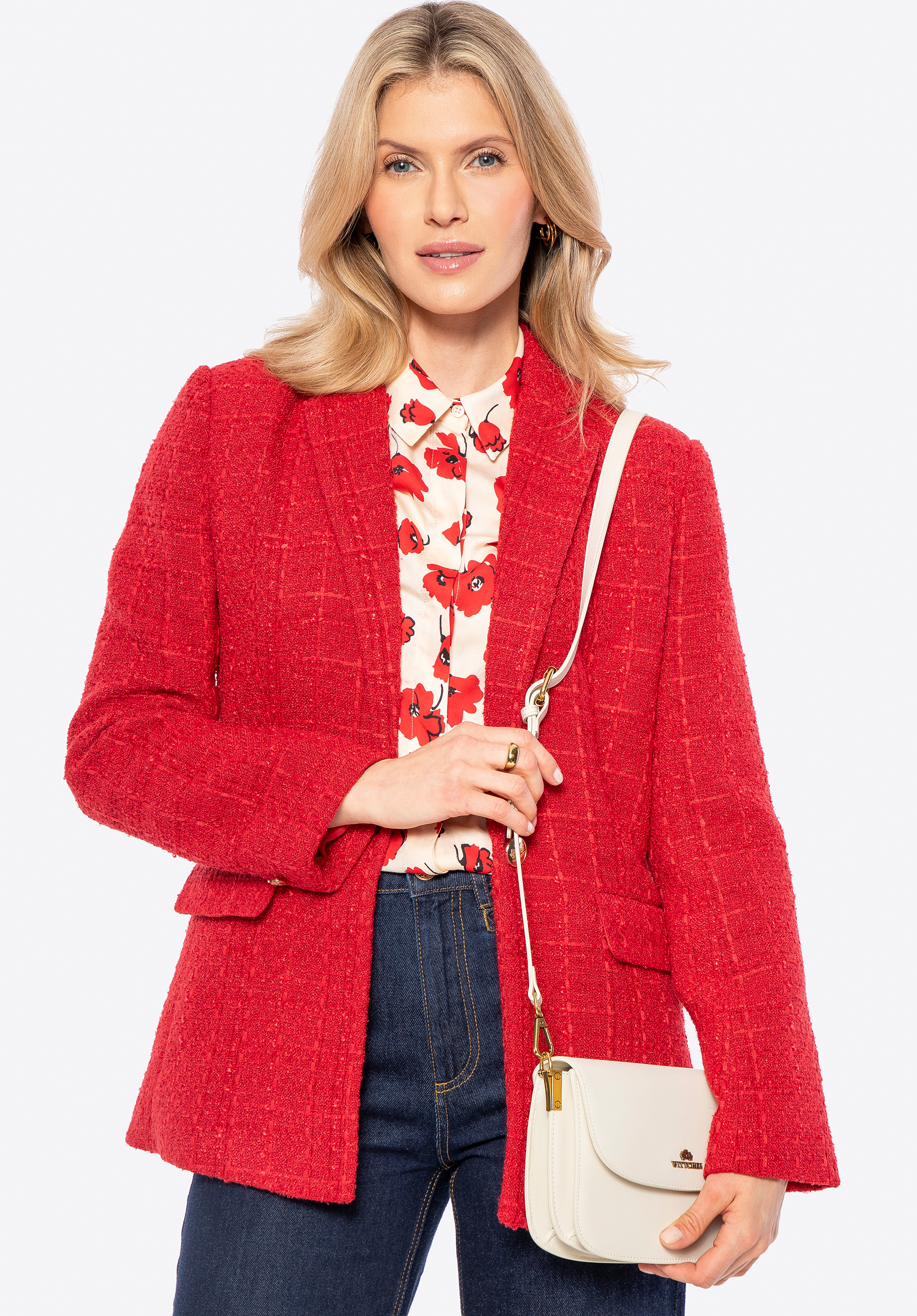 Mini bőr crossbody táska, krém, 100-4E-214-0, Fénykép 1