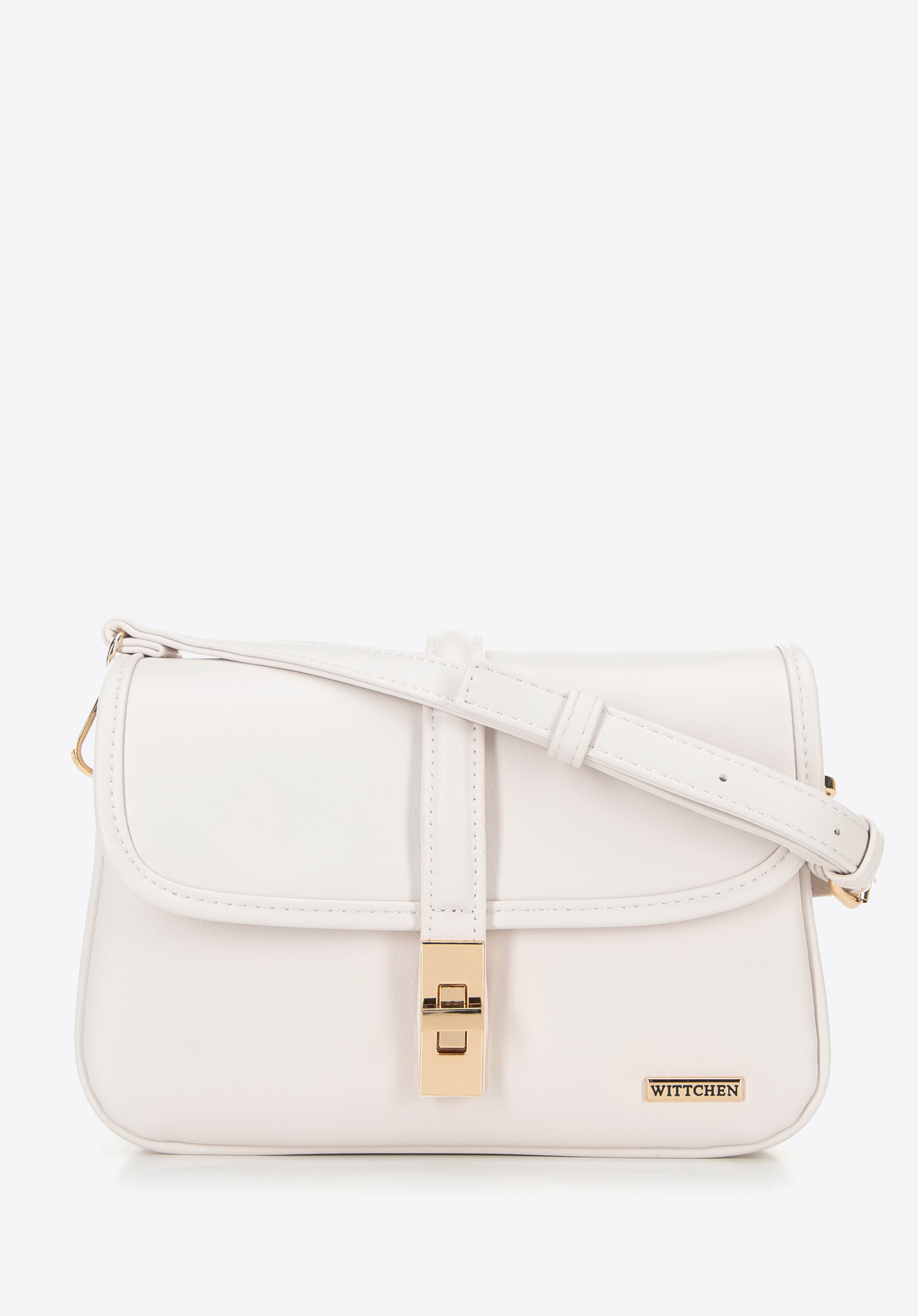 Női kisméretű csatos crossbody táska krém