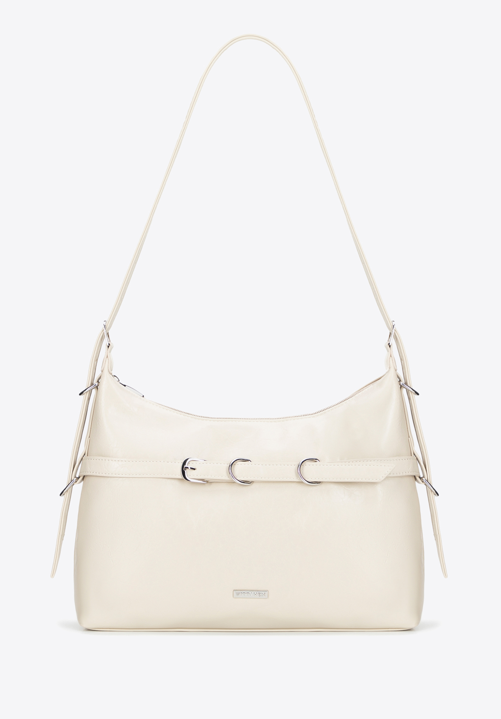 Női műbőr válltáska díszes pánttal, krém, 101-4Y-406-3, Fénykép 1