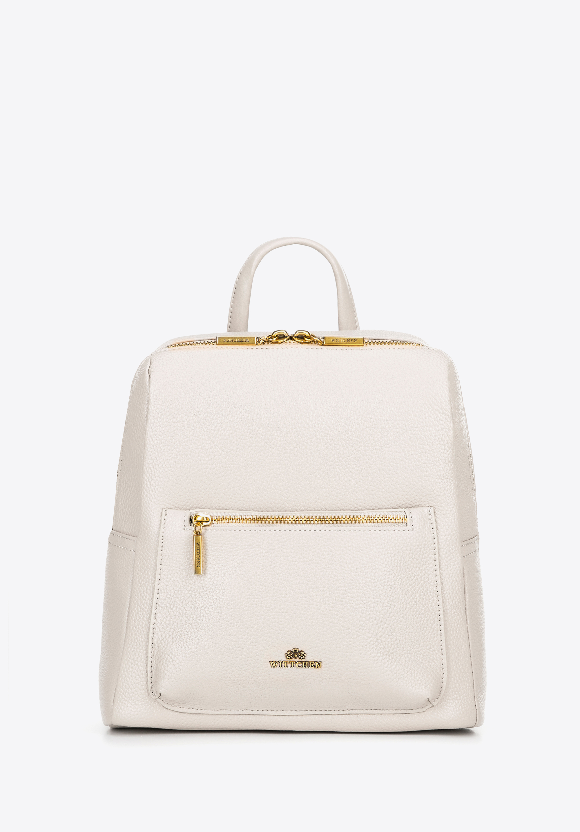 Női szögletes formájú bőr hátizsák, krém, 100-4E-226-9, Fénykép 1