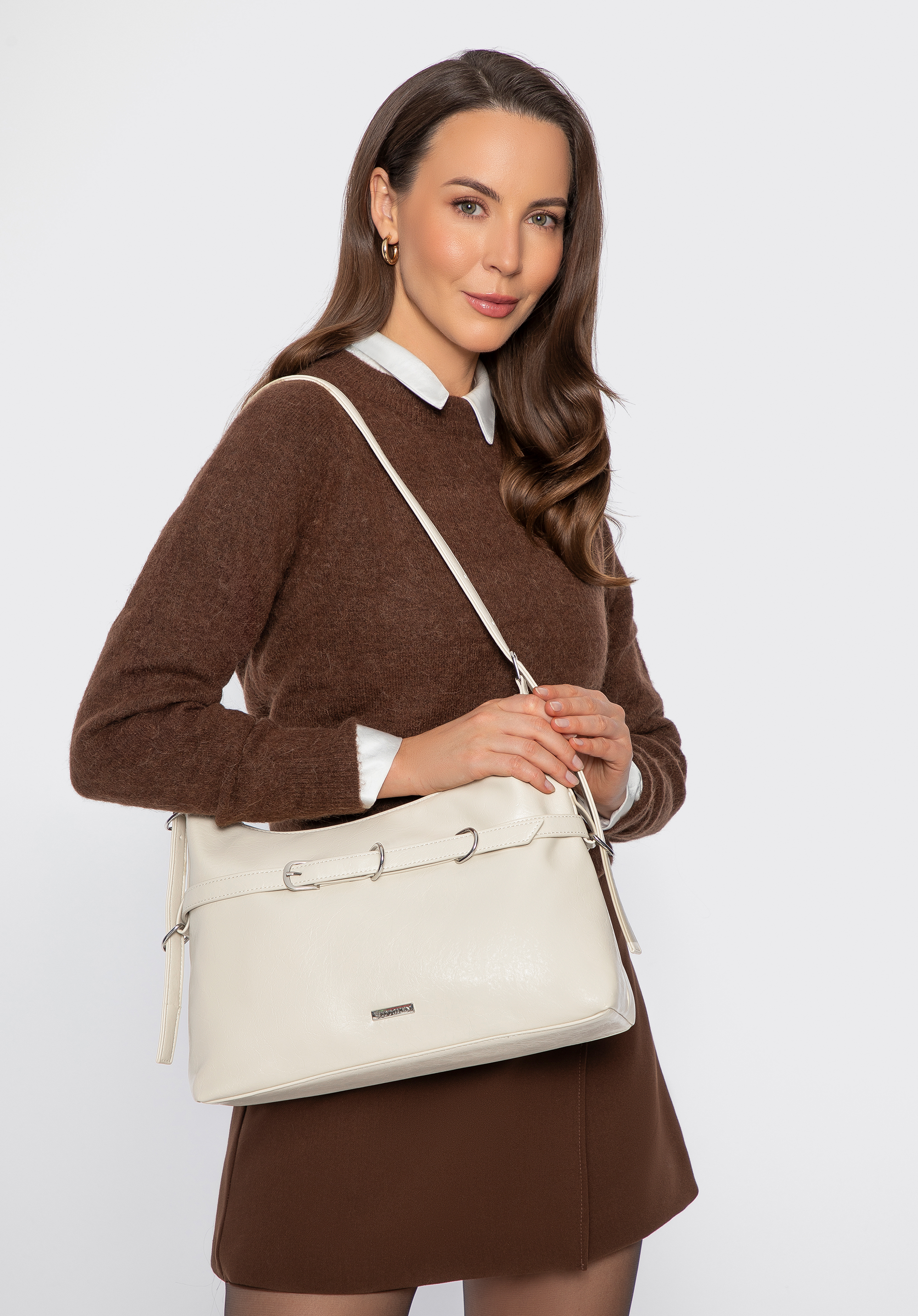 Dámská crossbody kabelka z umělé kůže, krémová, 101-4Y-406-0, Obrázek 1
