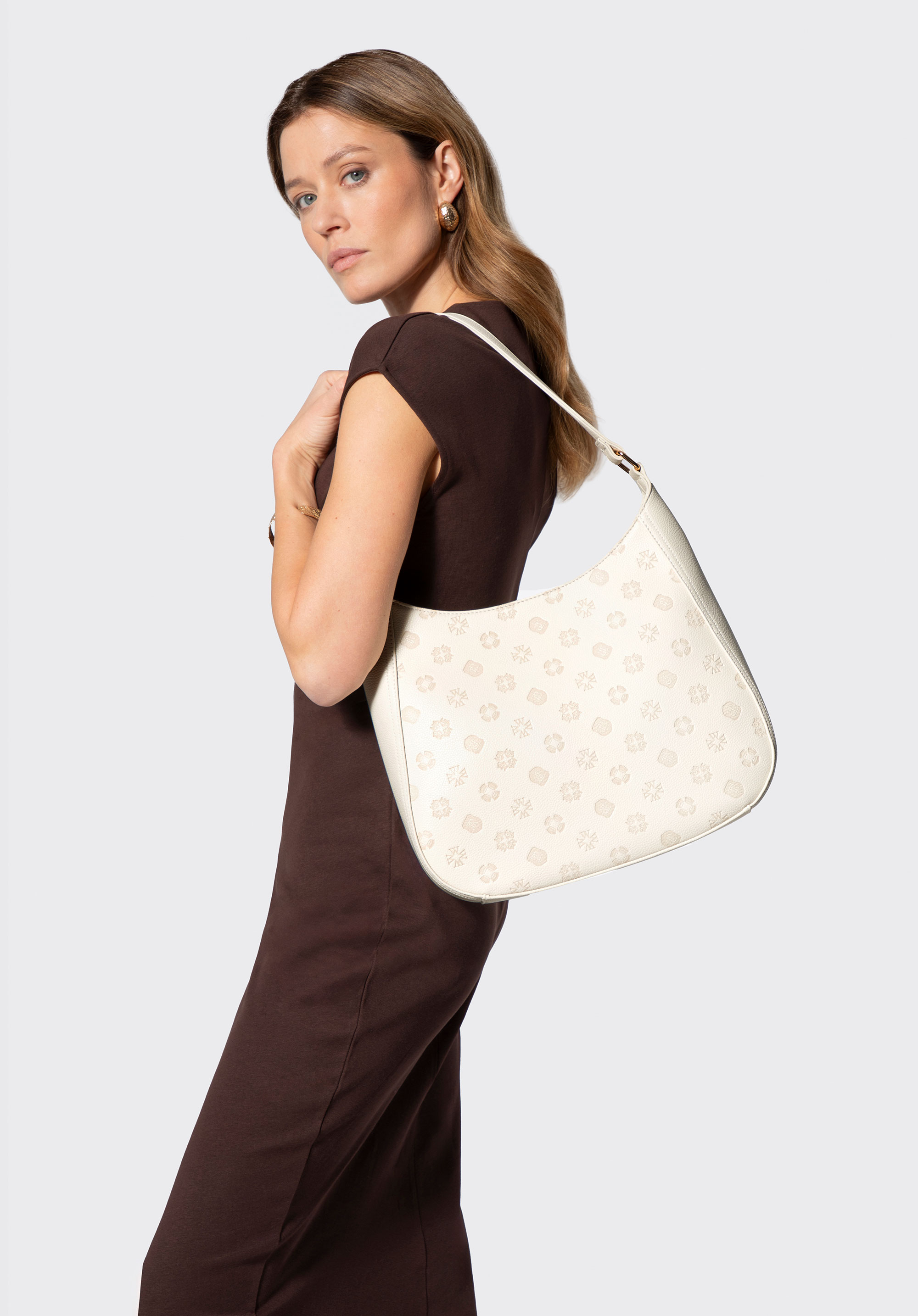 Dámská kabelka přes rameno z reliéfní imitace kůže, krémová, 101-4Y-P10-0, Obrázek 1