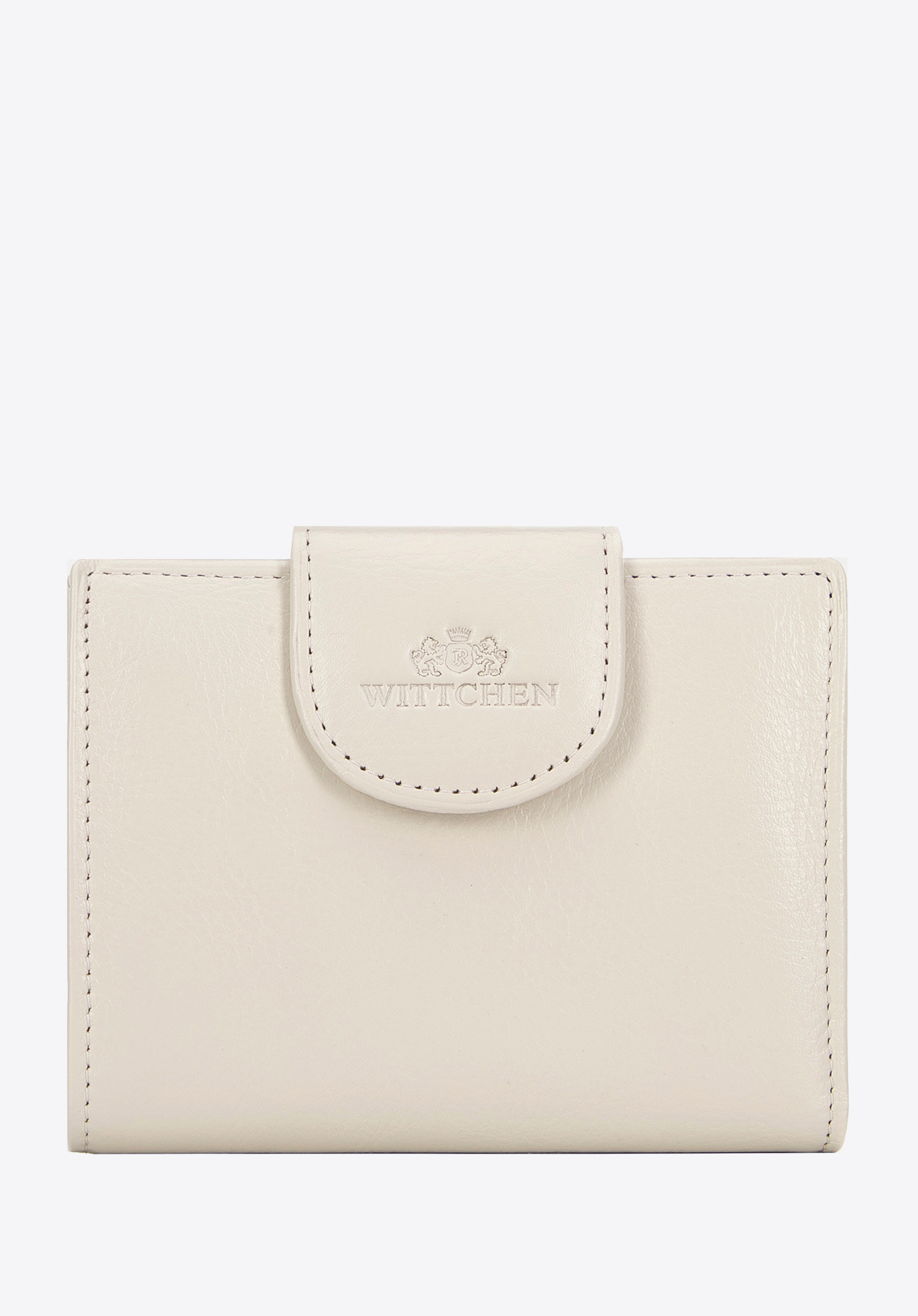 Dámska kožená peňaženka s elegantným zapínaním na patentku a logom, krémová, 21-1-362-RL, Obrázok 1