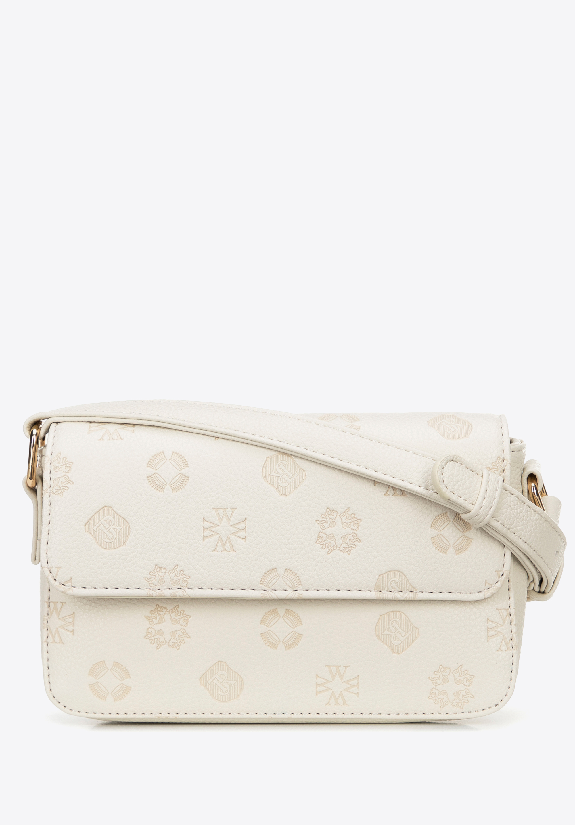 Dámska malá crossbody kabelka z umelej kože s reliéfnym vzorom, krémová, 101-4Y-P07-0, Obrázok 1
