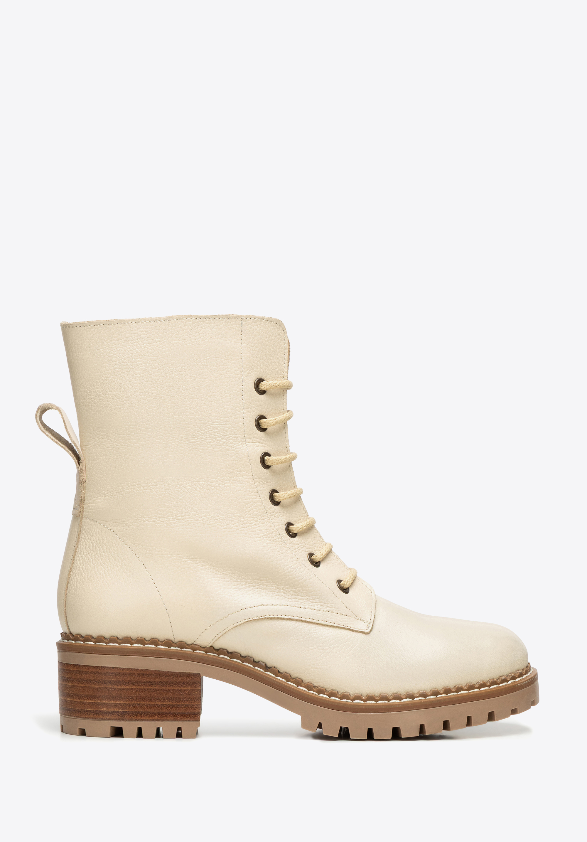Dámské klasické kožené bojové boty, krémová, 101-D-300-0-38, Obrázek 1
