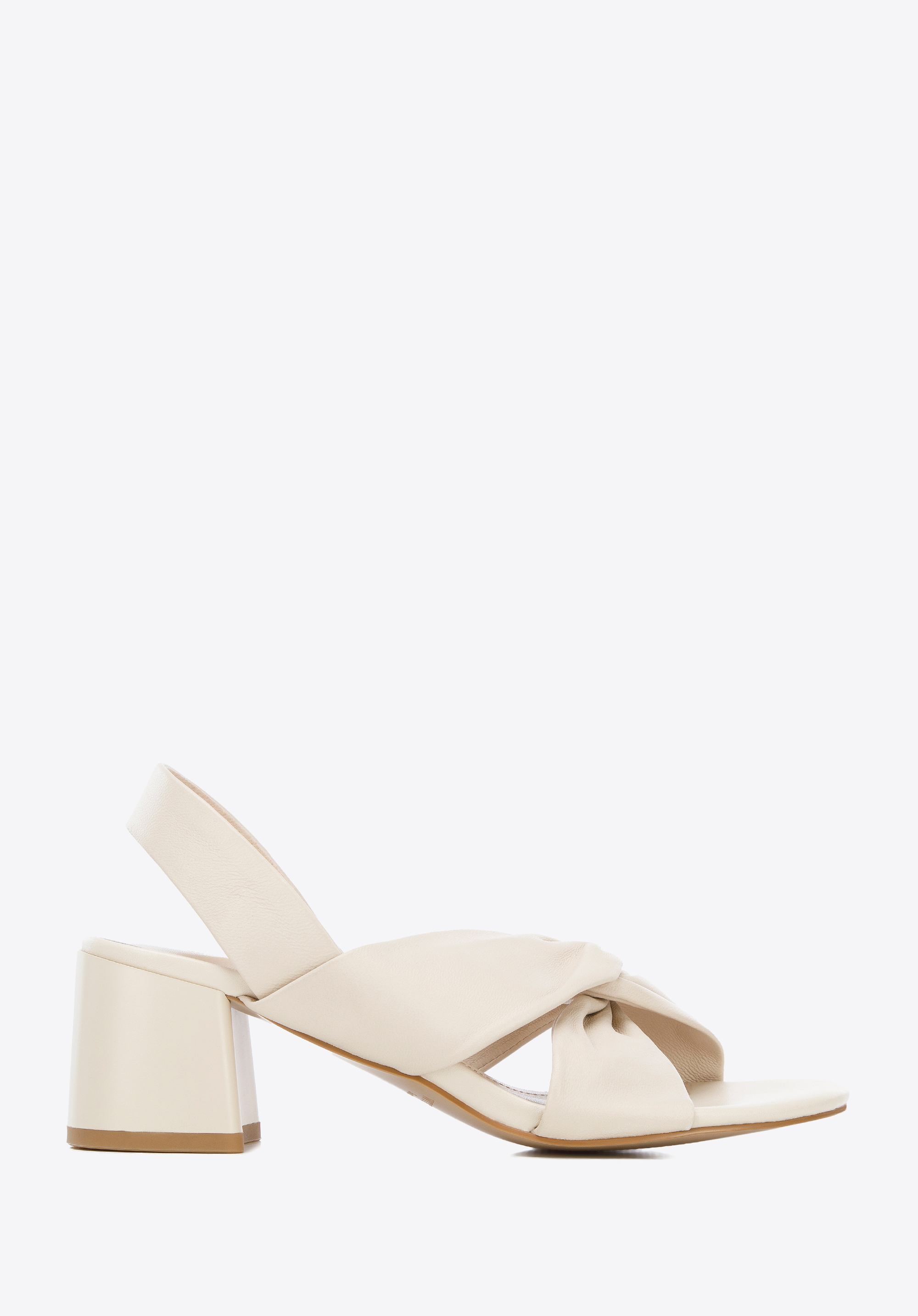 Dámske sandále z mäkkej kože na stĺpiku, krémová, 96-D-512-Z-37, Obrázok 1